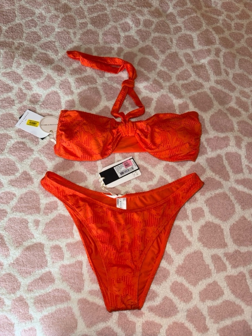 Gianni Bini Orange Lace Bandeau Bikini Set
